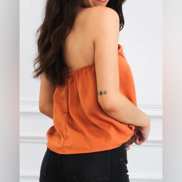 DO+BE Milah Satin Chain Halter Top Size Small in Rust - Picture 9 of 9